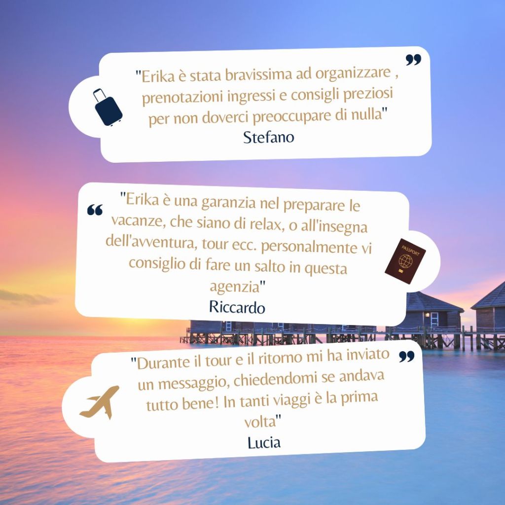 Coppie di clienti felici al rientro dai loro viaggi organizzati da Accademia dei Viaggi