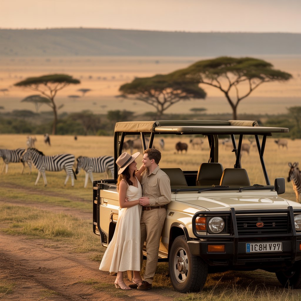 coppia-in-viaggio-di-nozze-in-un-momento-romantico-per-loro-durante-un-safari